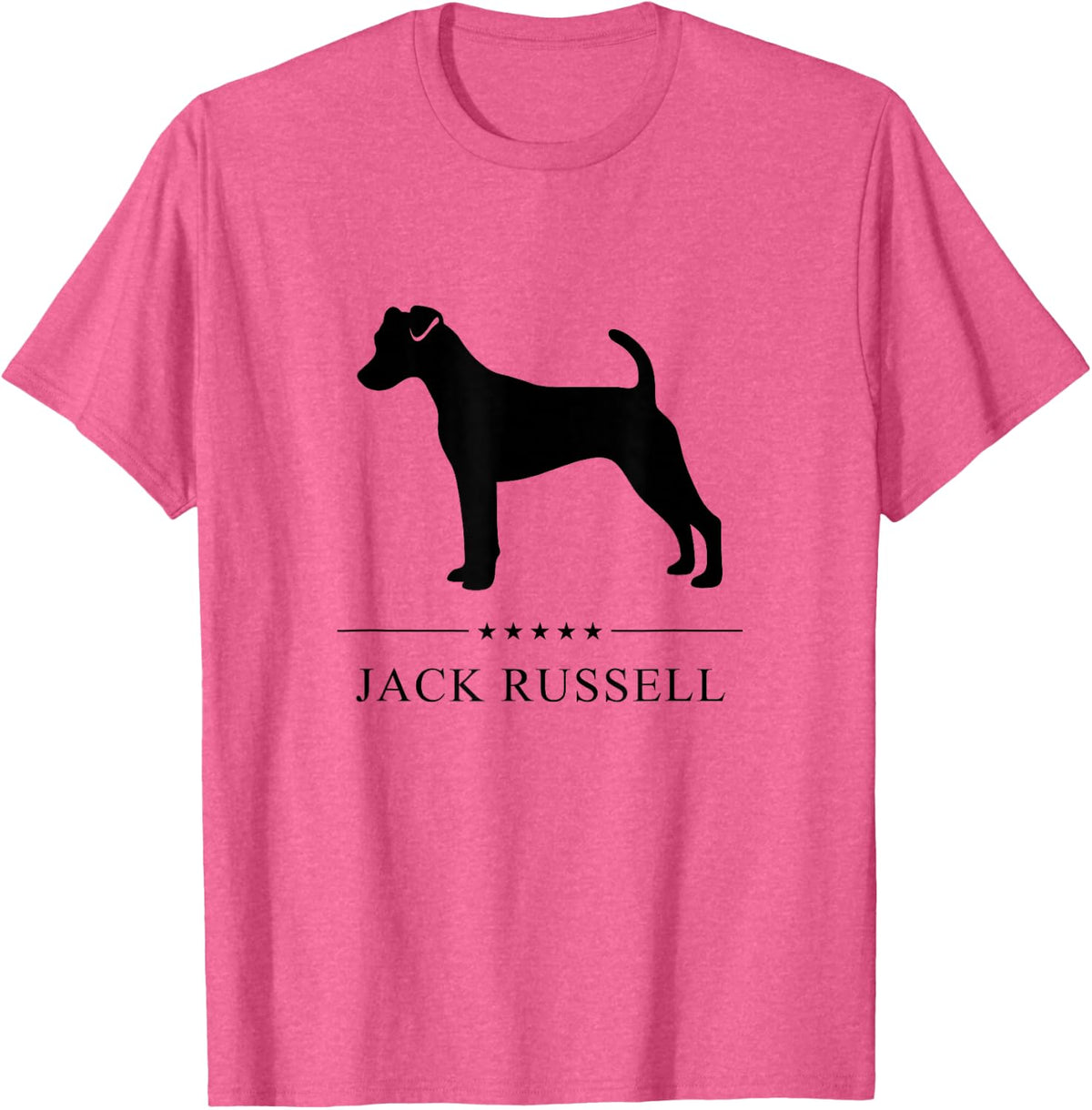 Jack Russell Black Silhouette T-Shirt - Pink Heather