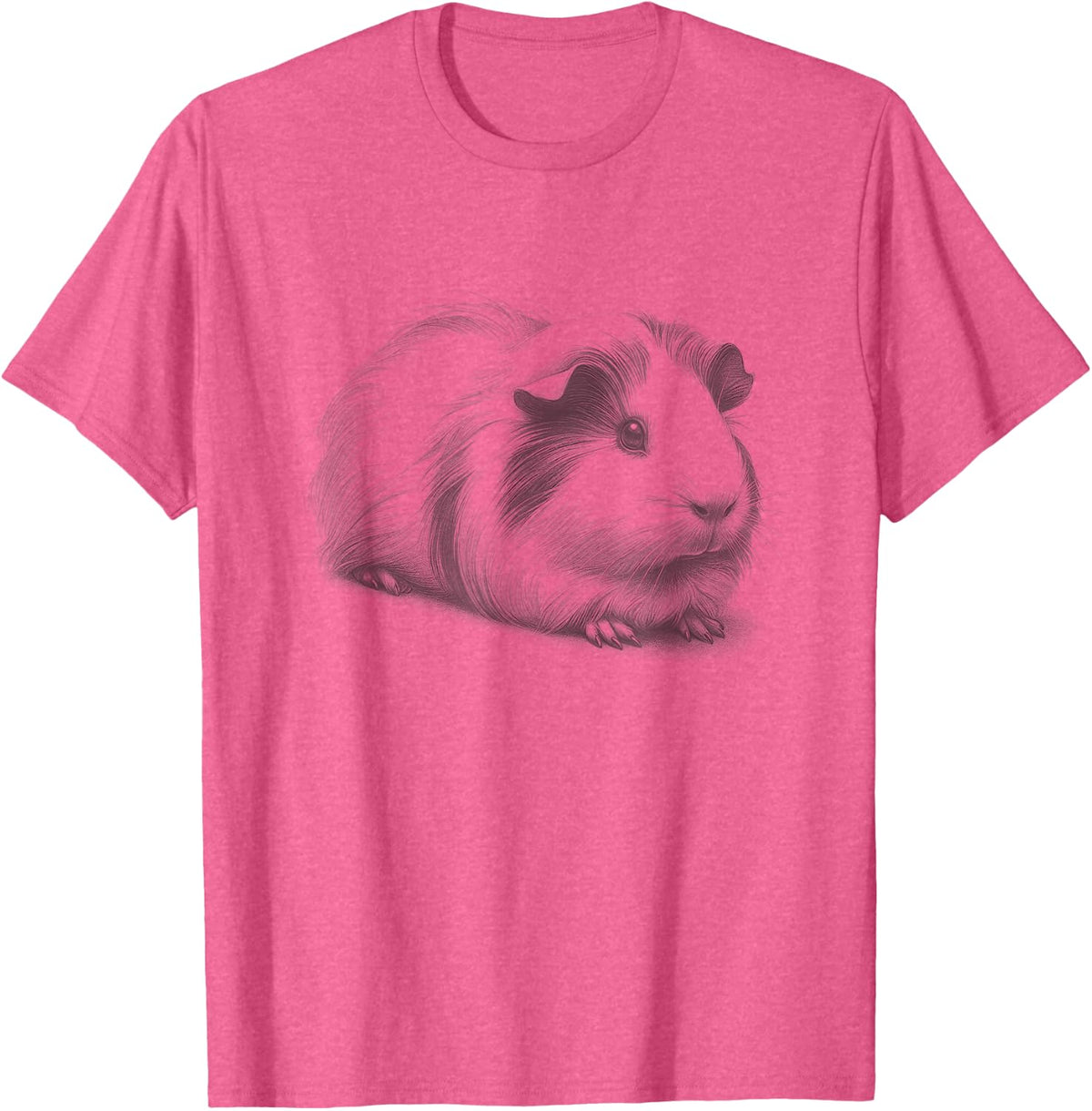 Vintage Guinea Pig Drawing Art Design T-Shirt - Pink Heather