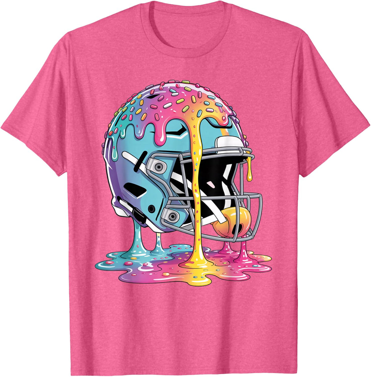 Ice Cream Drip Football Stuff Boys QB RB Lineman WR Drippy T-Shirt - Pink Heather