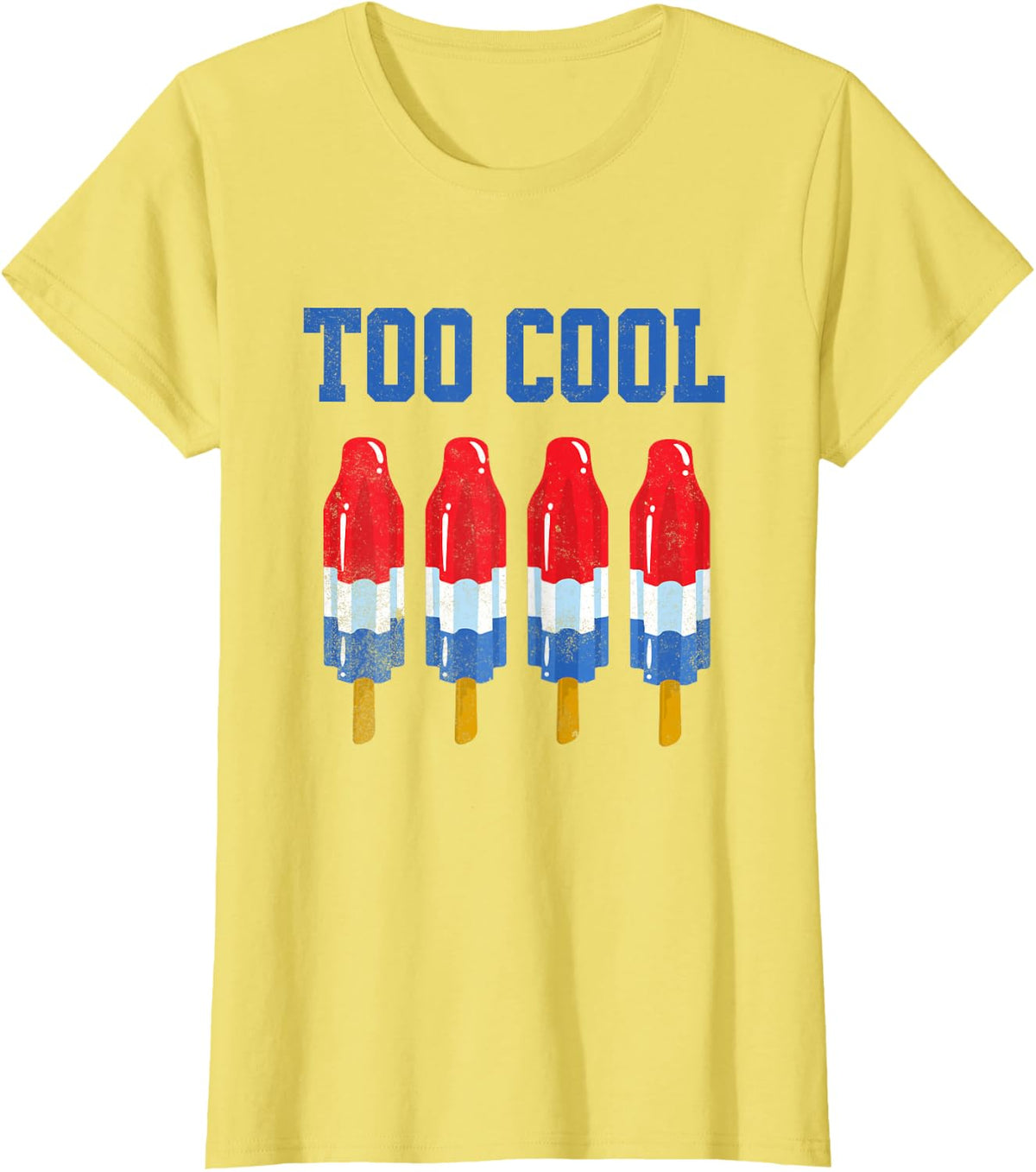Too Cool Summer Bomb Rocket Pop Red White And Blue Popsicle Men Women Kids T-Shirt - Lemon Yellow