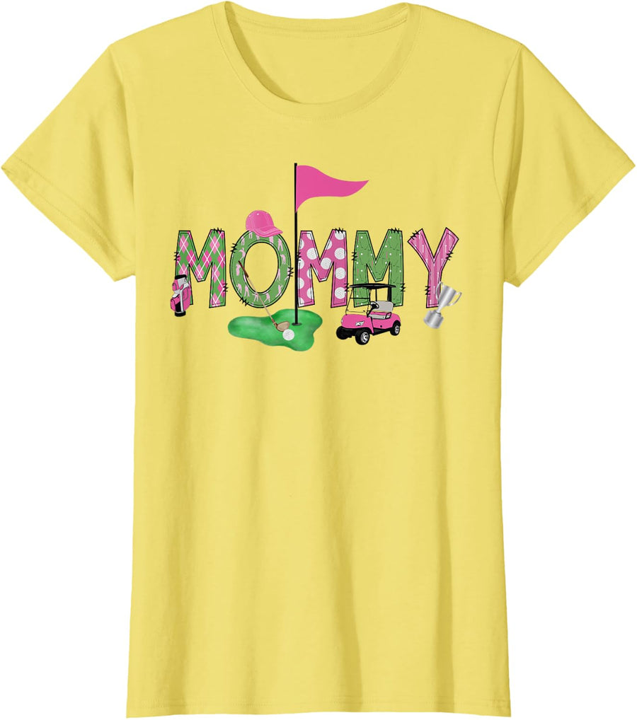 Golf Mommy Pink Hole in One 1st Birthday Girl T-Shirt Tee for Kids and Toddlers - Lemon Yellow