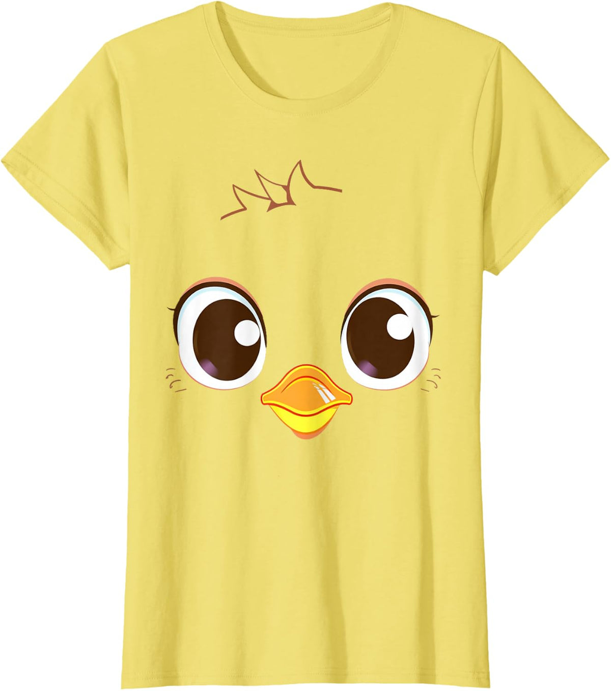 Cute Chick Face Yellow Chicken Costume T-Shirt - Lemon Yellow