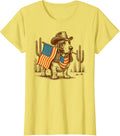 4th Of July Basset Hound Lover Western Desert Vibes Freedom T-Shirt - Lemon Yellow