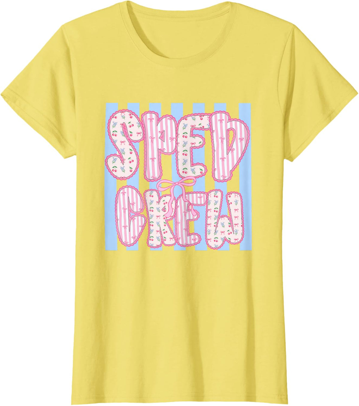 Special Education Teacher Striped Back to School Sped Crew T-Shirt - Lemon Yellow