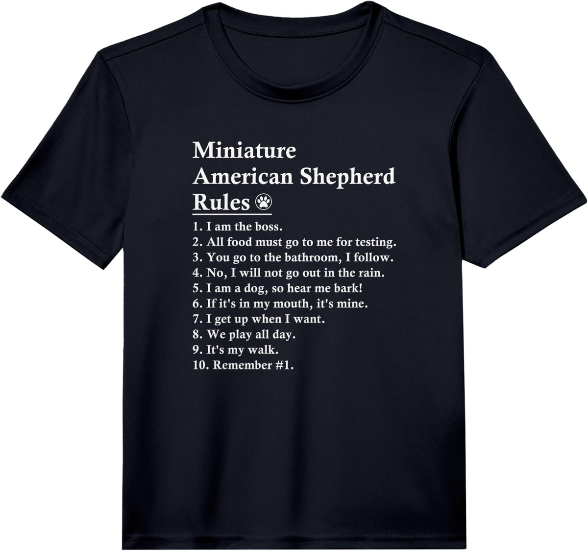 Funny Miniature American Shepherd Dog Rules MAS Performance T-Shirt - Black