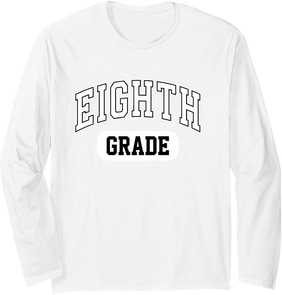 Eighth Grade Middle School Student Teacher Retro Varsity Long Sleeve T-Shirt - Adult Unisex White