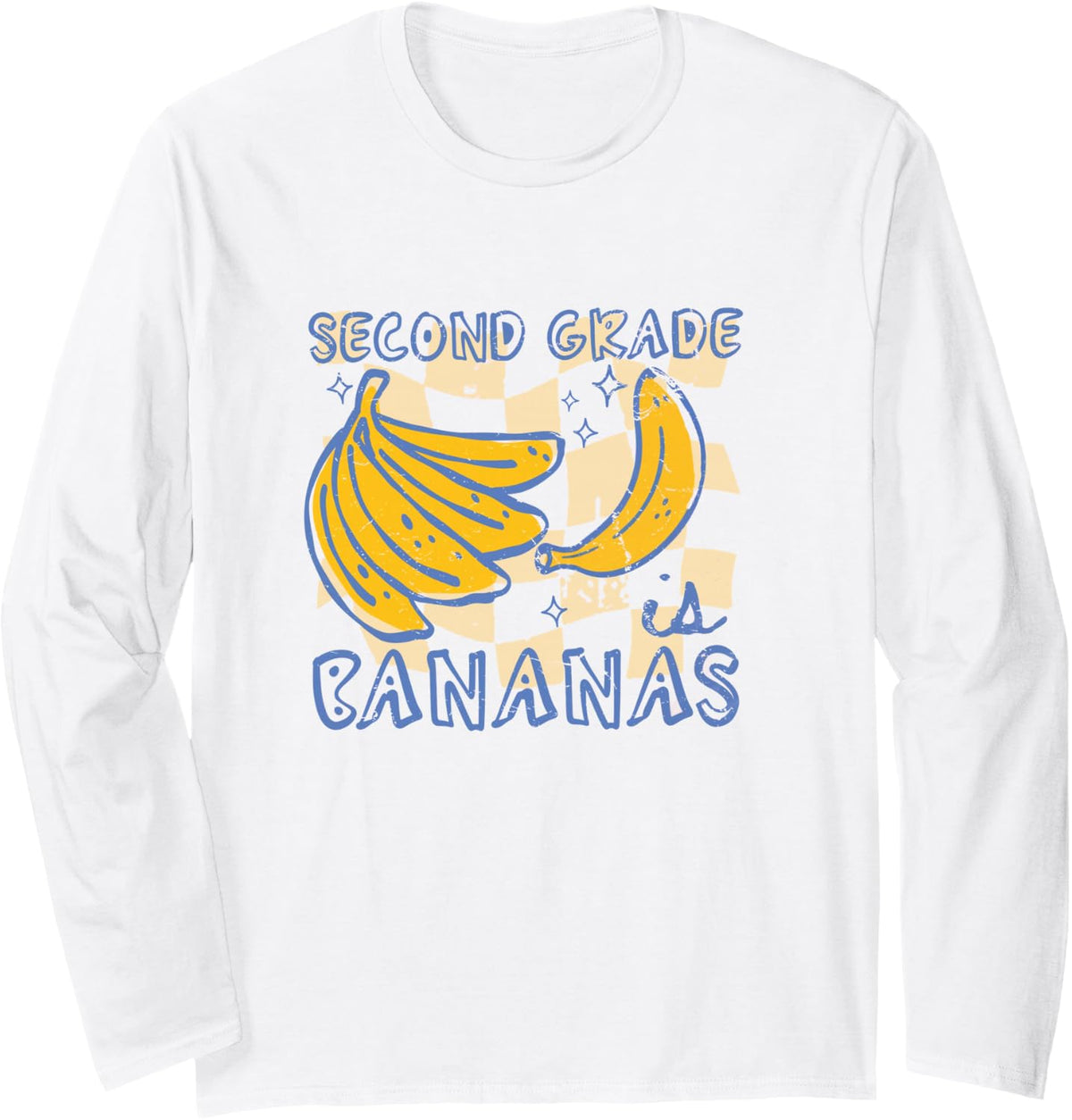 Retro Second Grade is Bananas Back to School Teacher Team Long Sleeve T-Shirt - Adult Unisex White