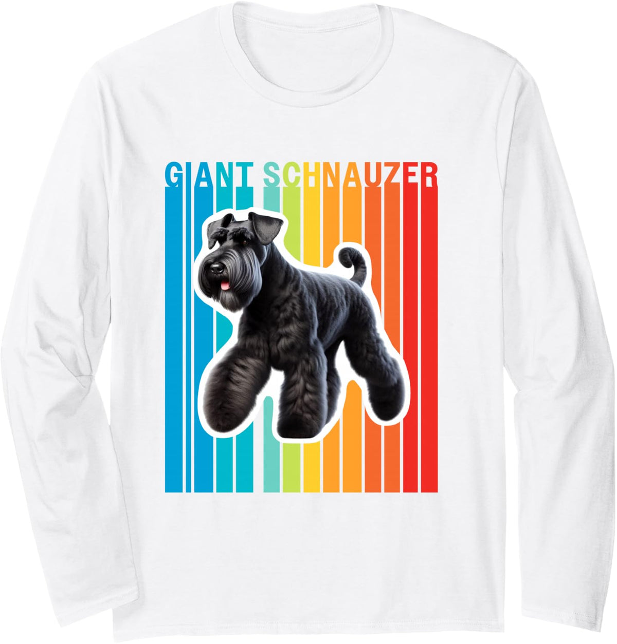 Colorful Giant Schnauzer Long Sleeve T-Shirt - Adult Unisex White