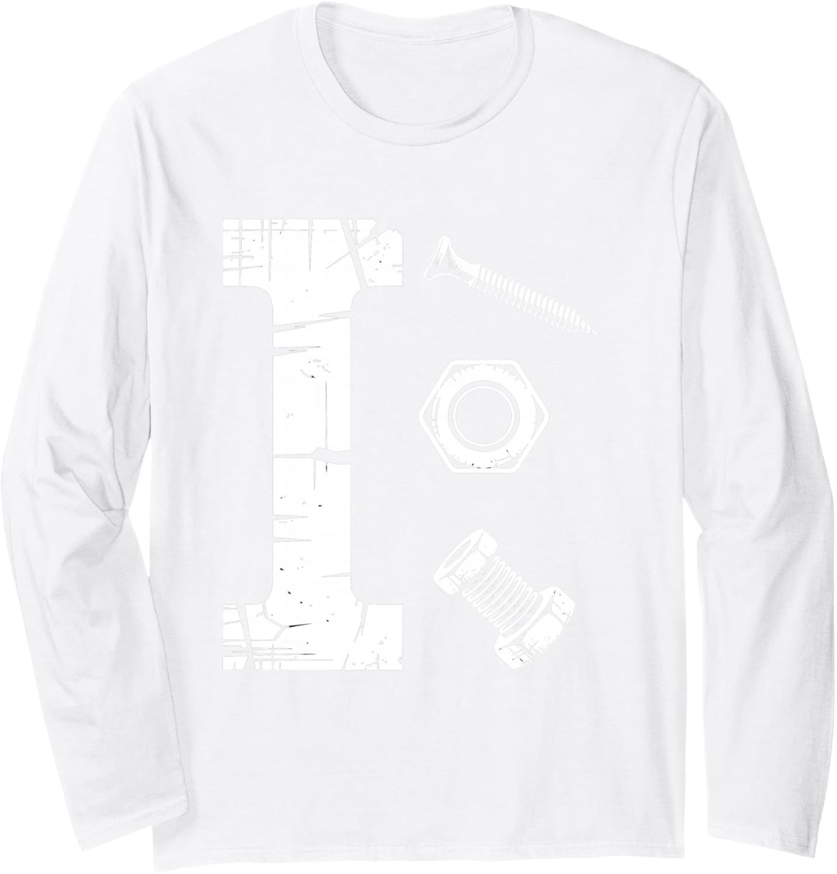Proud Car Auto Mechanic Technician Mens I Screw I Nut I Bolt Long Sleeve T-Shirt - Adult Unisex White