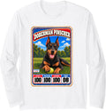 Doberman Pinscher Vintage 70s 80s Sports Trading Card Long Sleeve T-Shirt - Adult Unisex White