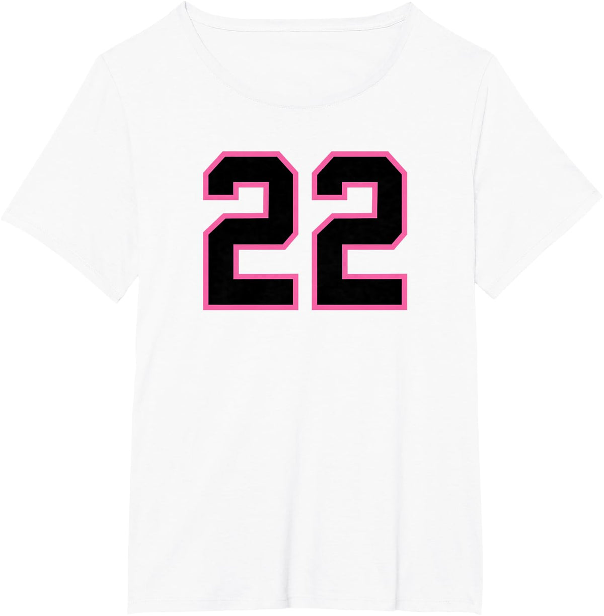 Number #22 Sport Pink Black Varsity Number T-Shirt - White
