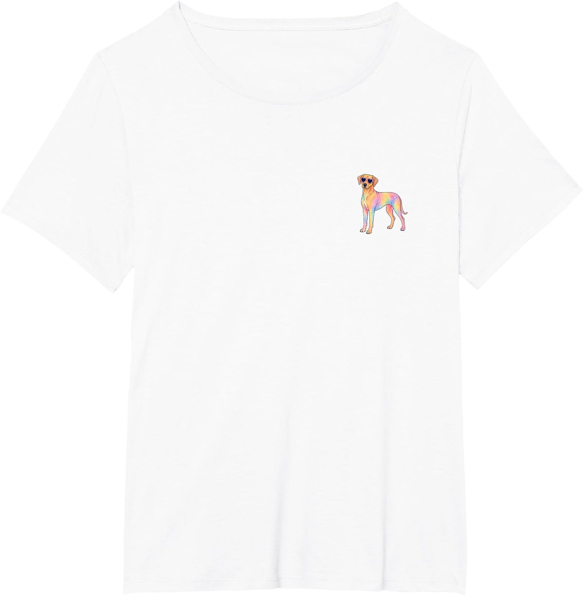 Rhodesian Ridgeback Womens Cute Watercolor Badge Patch T-Shirt - White