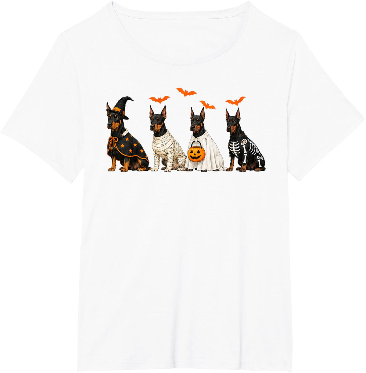 Halloween Doberman Pinscher · Squad Pumpkin Vampire Mummy T-Shirt - White