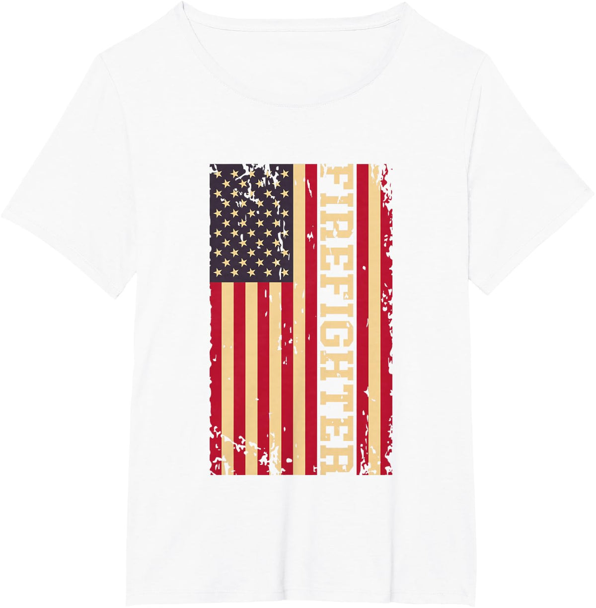 Firefighter Fire Dept Department Rescue Fireman US Flag T-Shirt - White