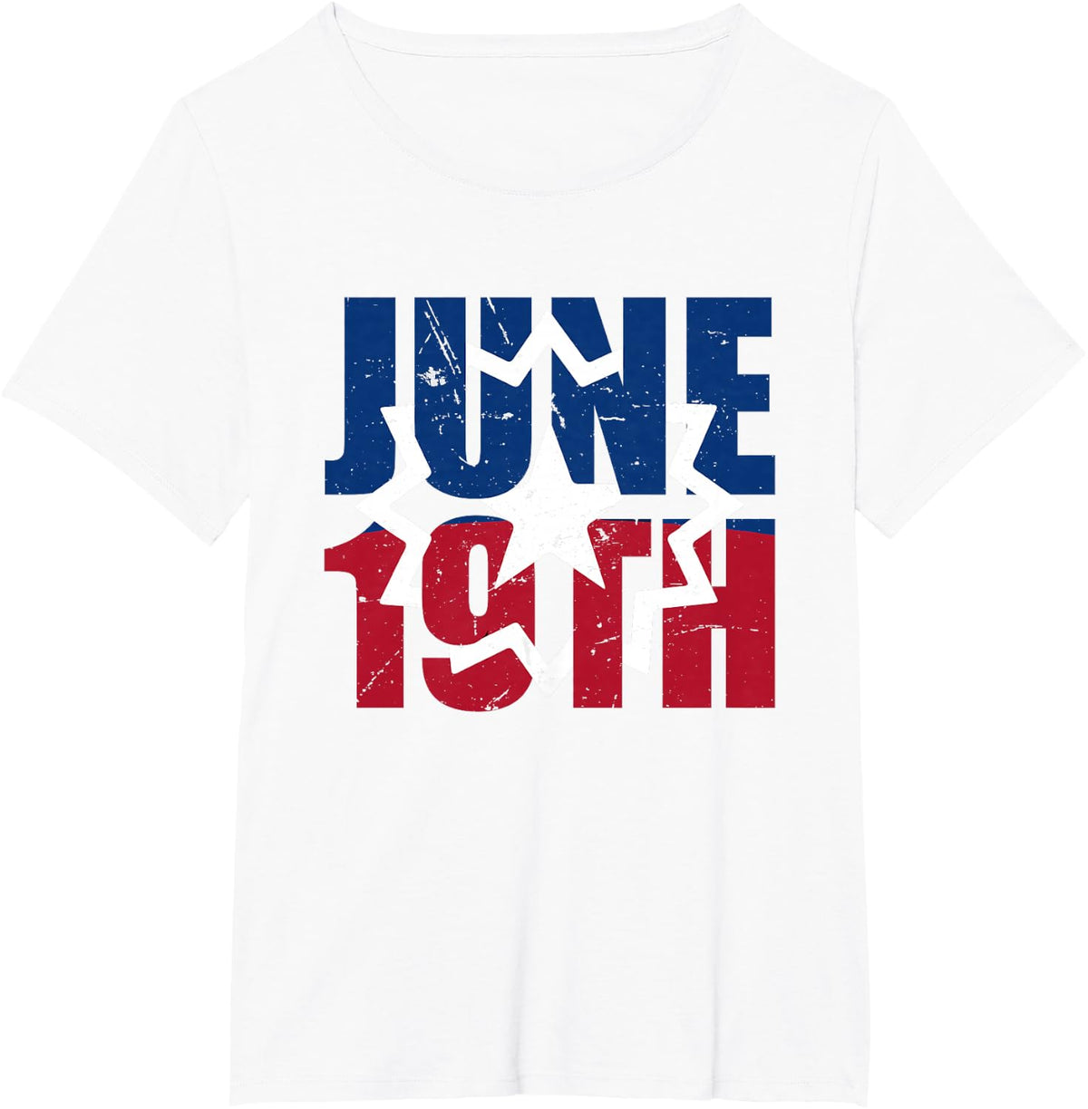 Distressed American Juneteenth Flag in Red White Blue Colors T-Shirt - White