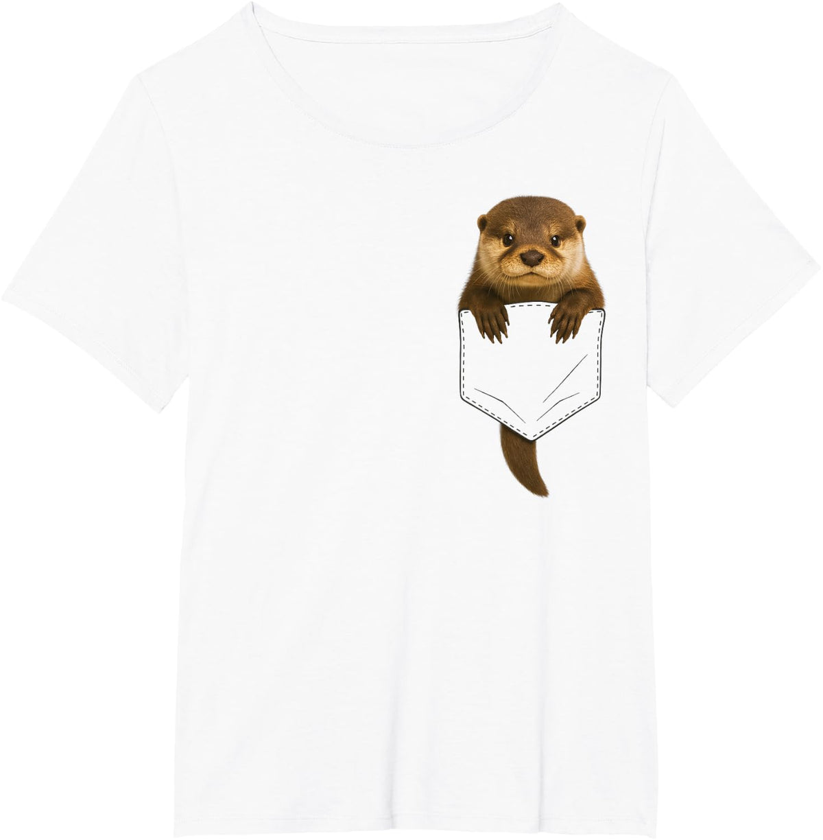 Cute Otter Pocket Funny Gifts for Men Women Kid Otter Lovers T-Shirt - White
