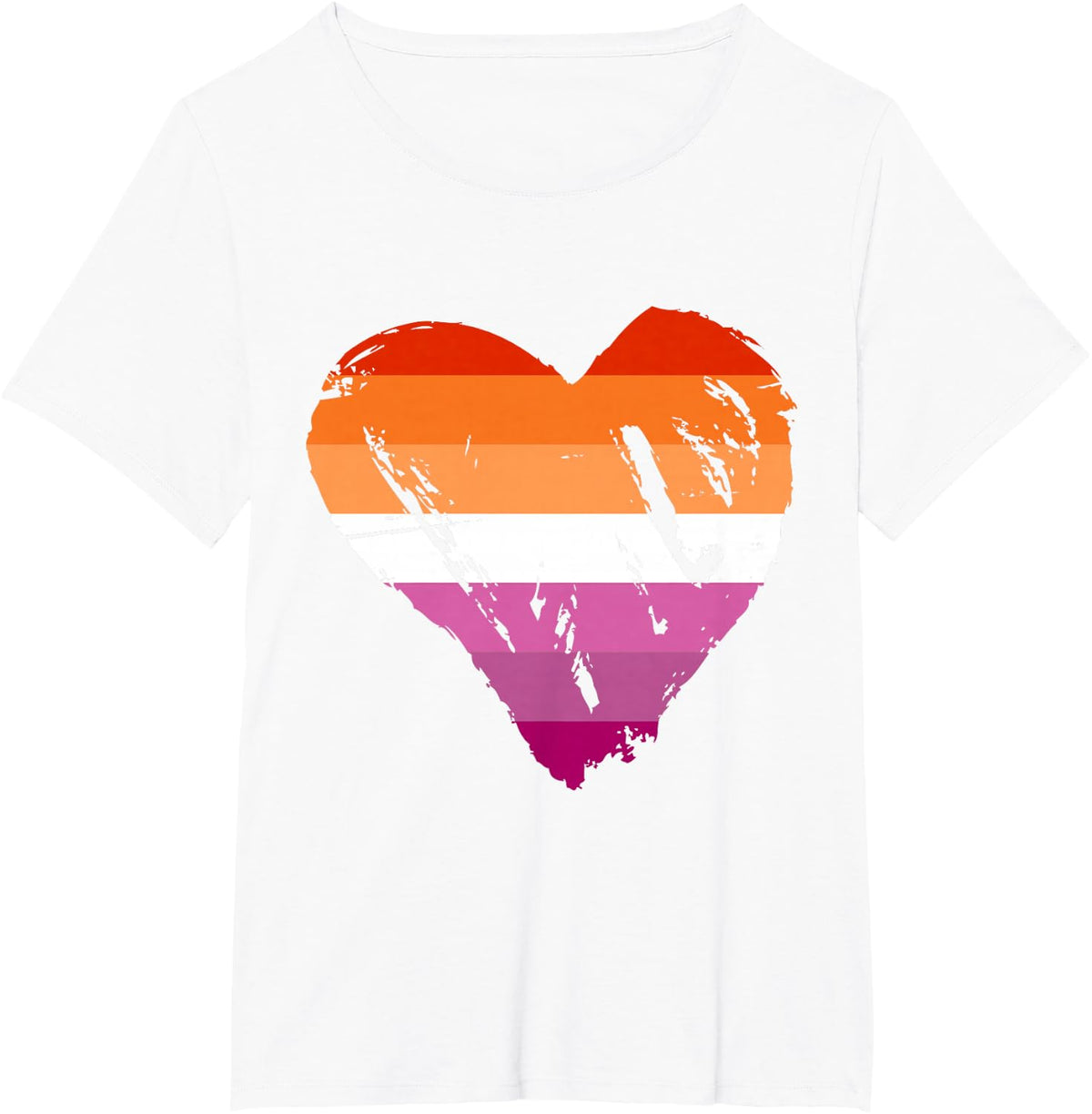 Lesbian Flag Heart T-Shirt - Lesbian Pride Tees and T Shirts for Women - White