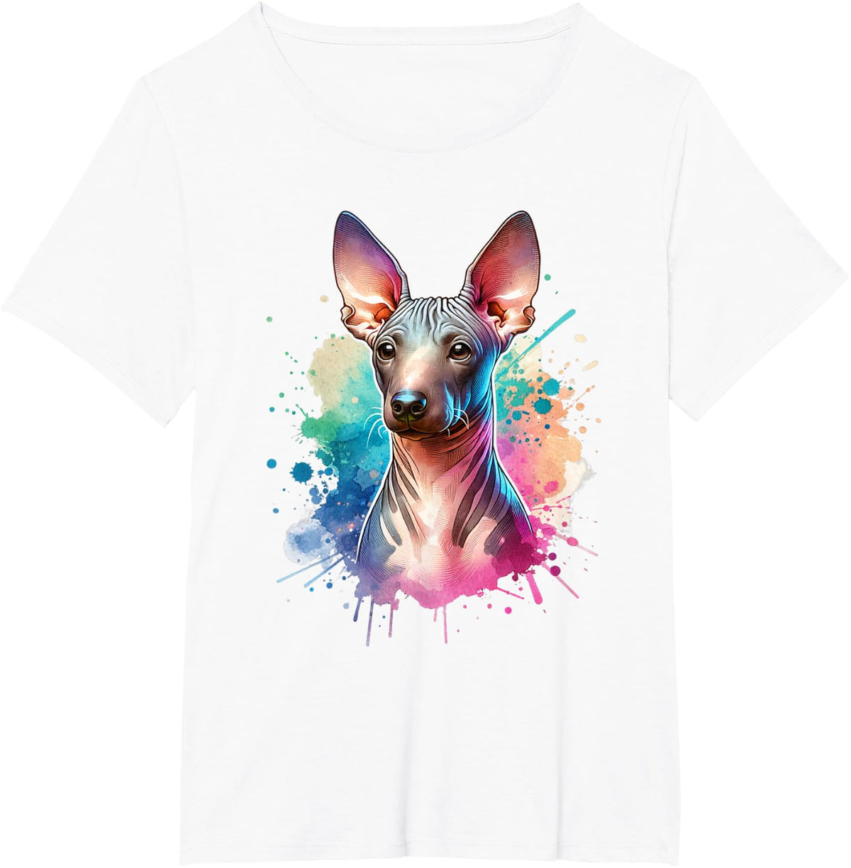 American Hairless Terrier Dog Artwork T-Shirt - White