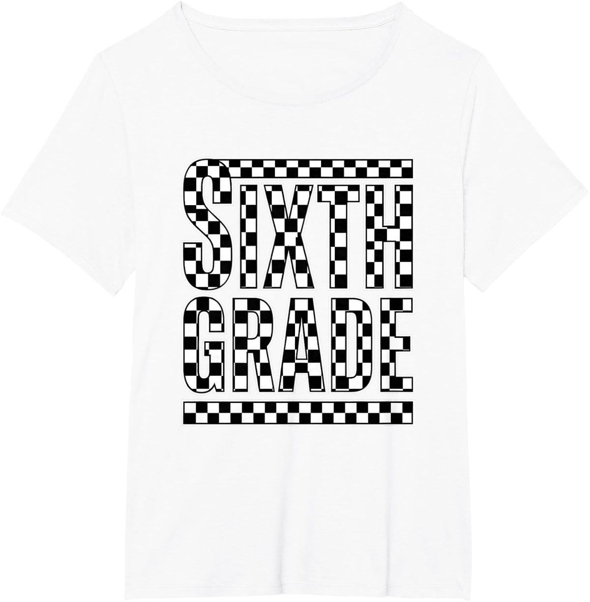 Sixth Grade Back to School Checkered Kids Student T-Shirt - White