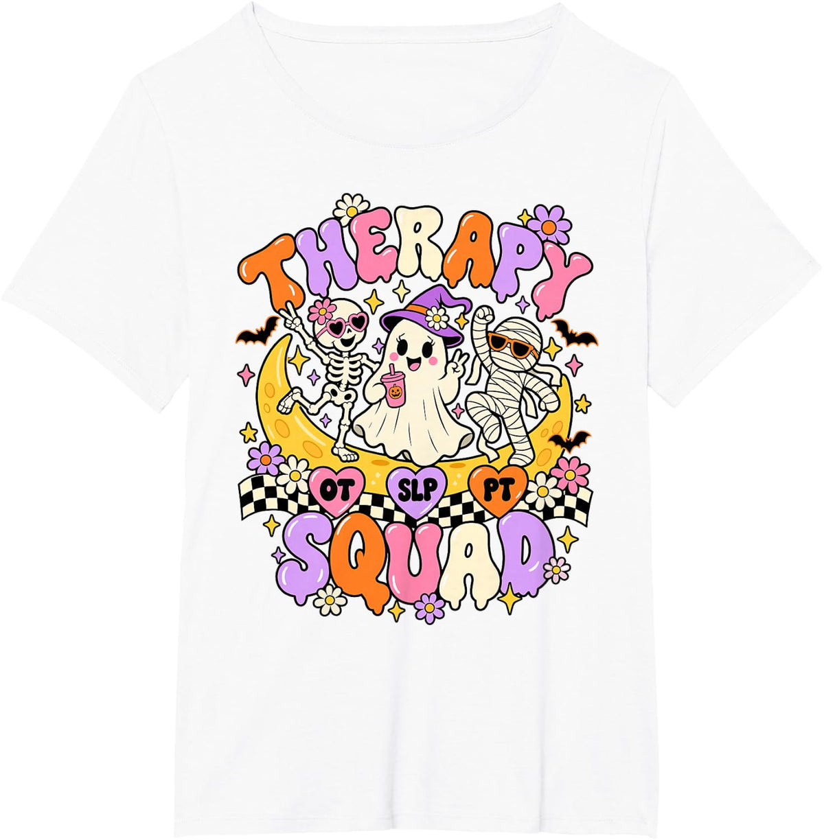 Halloween Therapy Squad SLP OT PT Team Rehab Ghost Costume T-Shirt - White
