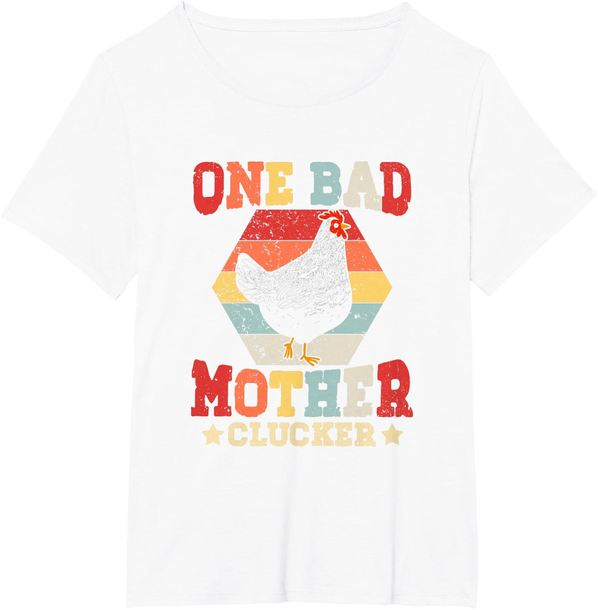 One Bad Mother Clucker Novel Chicken Lover Vintage Sunset T-Shirt - White