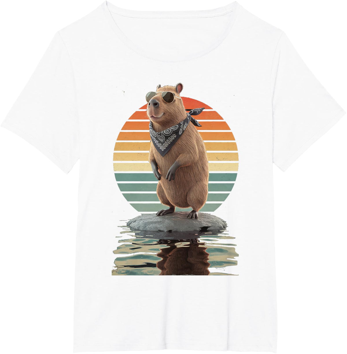 Funny Retro Capybara Graphic Sunglasses Vintage Capybara T-Shirt - White