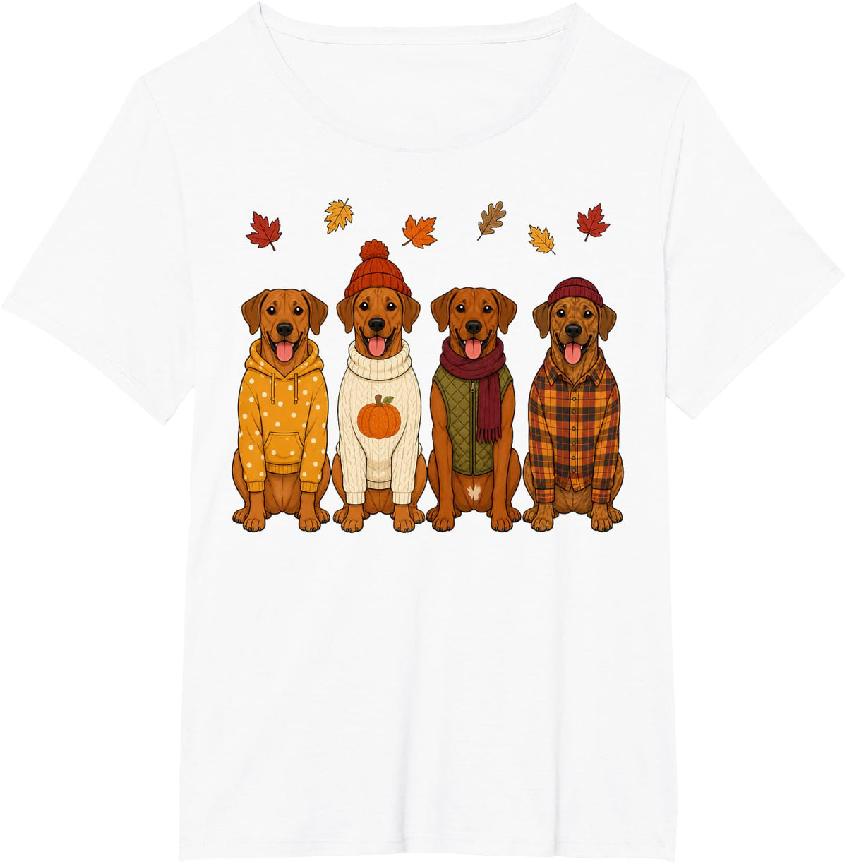 Rhodesian Ridgeback Fall Autumn Season Pumpkin Dog T-Shirt - White