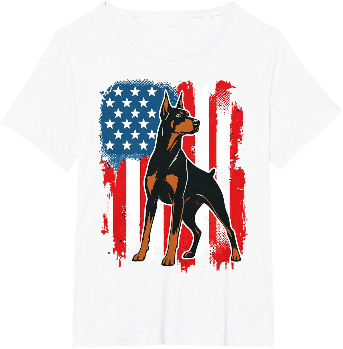 American Flag Doberman Mom Dad Doberman Pinscher T-Shirt - White