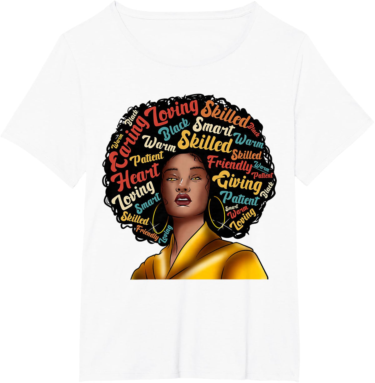 Black Queen Melanin Afrocentric Pride Natural Hair T-Shirt - White