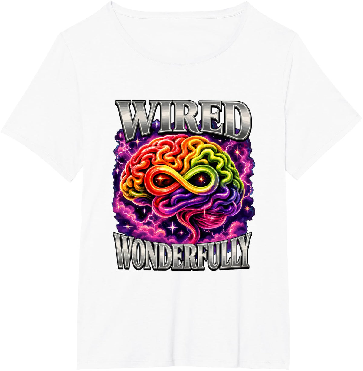 Wired Wonderfully Infinity Brain Sped Bootleg T-Shirt - White