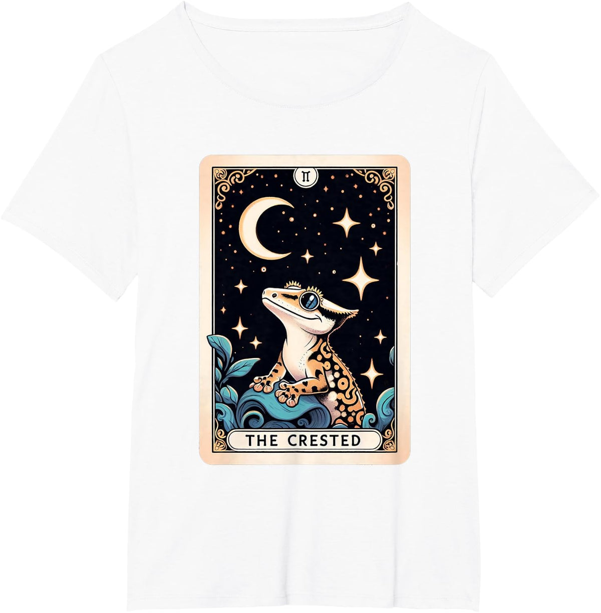Crested Gecko Tarot Card Moon T-Shirt Tee Reptile Lover Men Women Kids - White