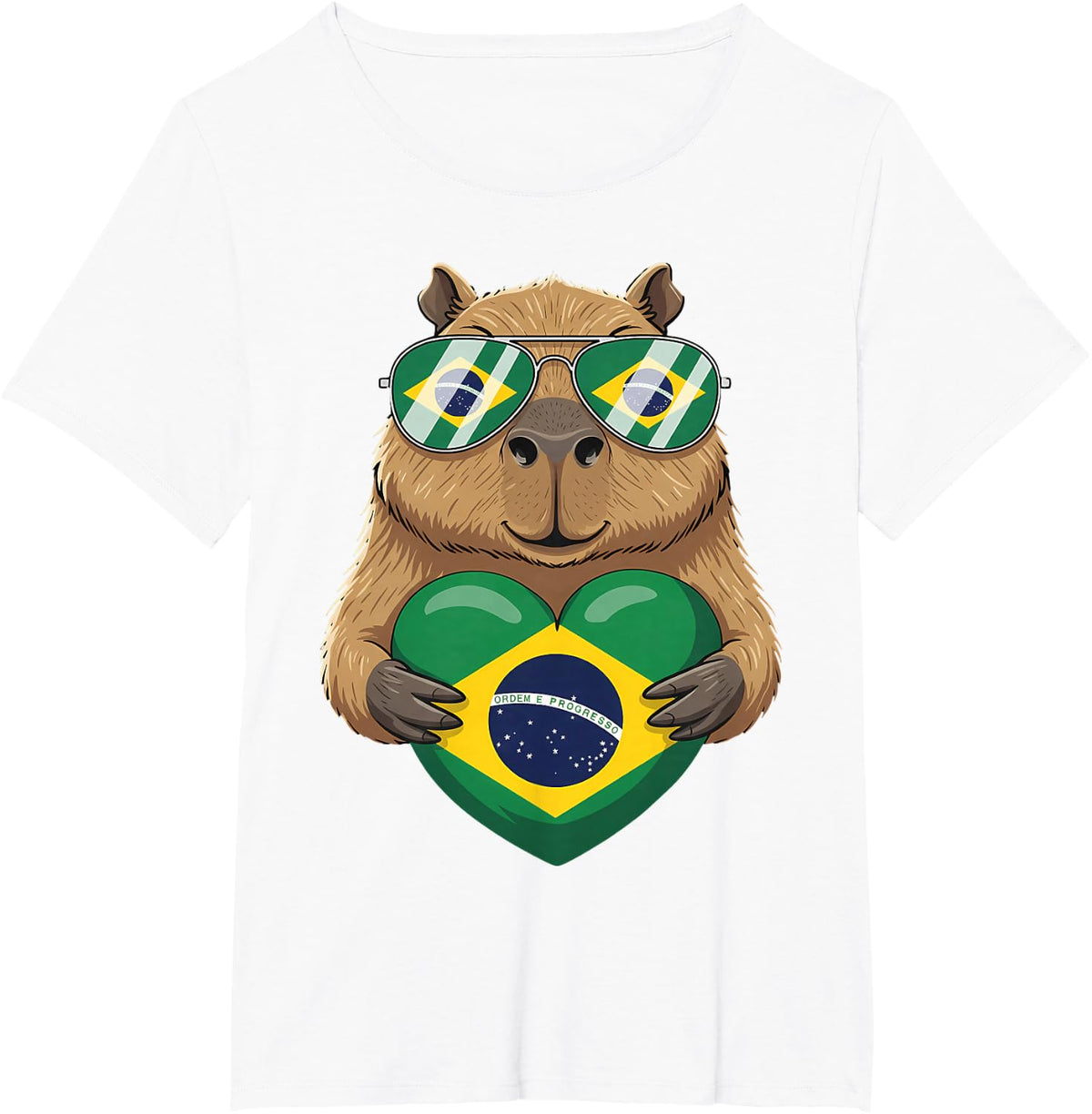 Brazil Flag Capybara Brazilian Roots Brasilian Pride Brasil Tees T Shirts - White