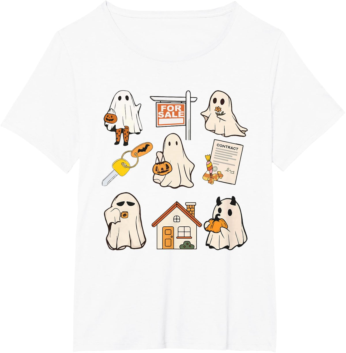 Real Estate Professional Broker Mortgage Agent Halloween T-Shirt - White