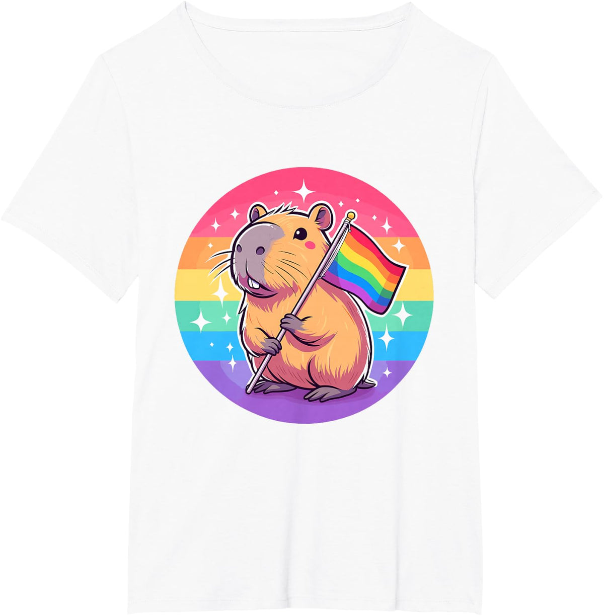Capybara Rainbow Flag LGBTQ Pride Month T-Shirt - White