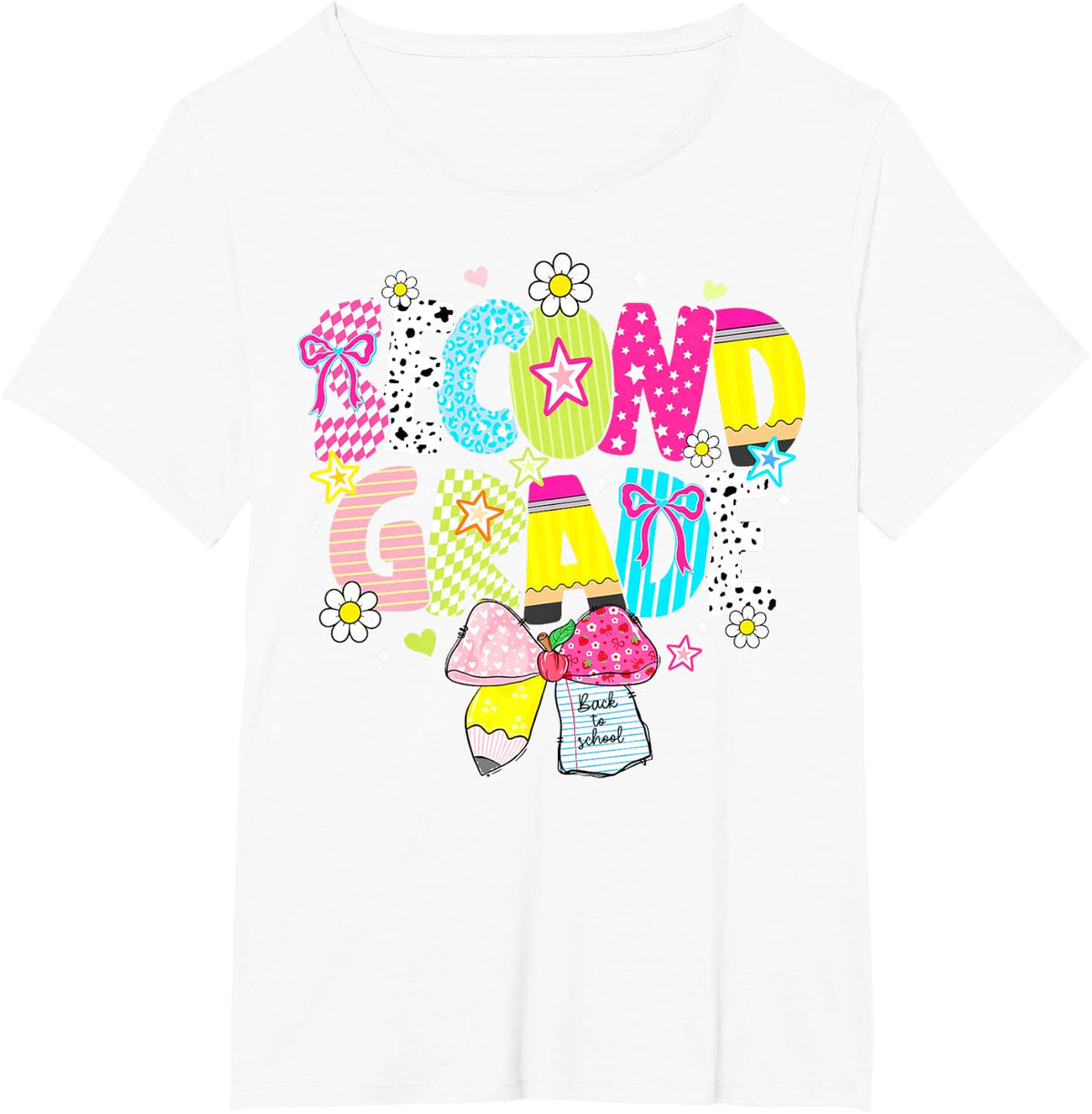 2nd Grade for Girls Teacher Second Grade Back to School T-Shirt - White