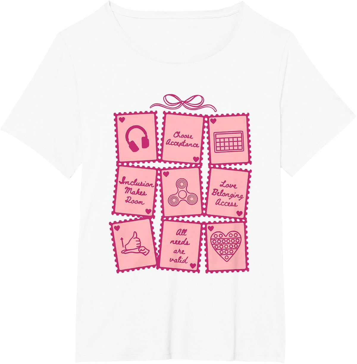Advocacy Inclusion Valentine Stamp Special Education Teacher T-Shirt - White