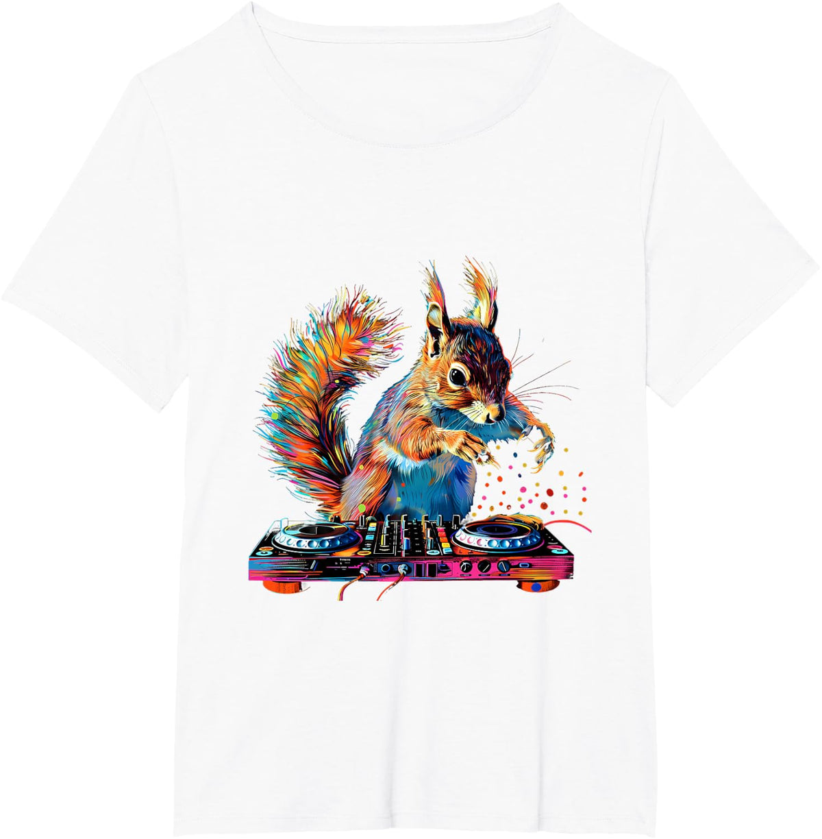 Squirrel Music DJ Beatmaker EDM Techno Turntable DJ Squirrel T-Shirt - White