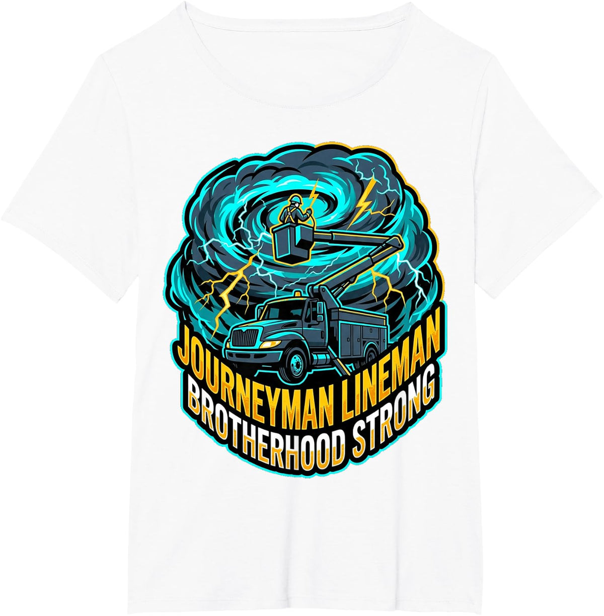 High Voltage Journeyman Lineman Retro Power Line Worker T-Shirt - White