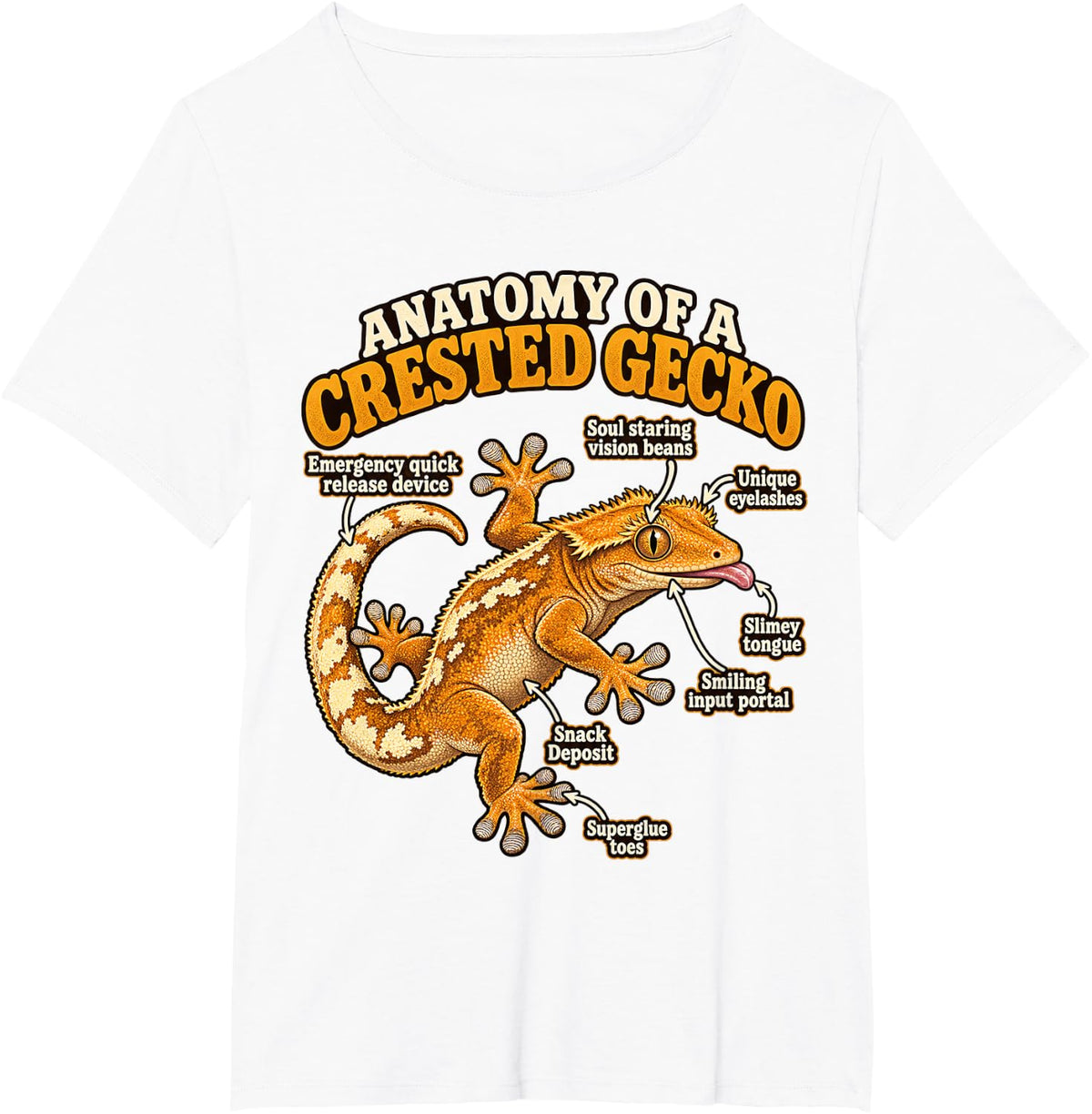 Anatomy of the Crested Gecko T-Shirt - White