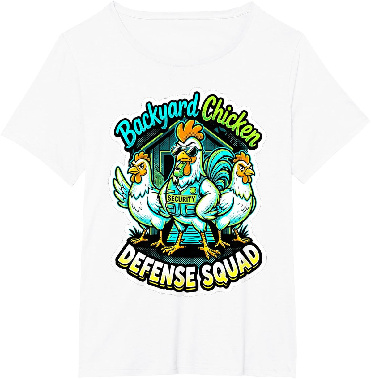 Backyard Chicken Flock Coop Security Funny Poultry Guard T-Shirt - White