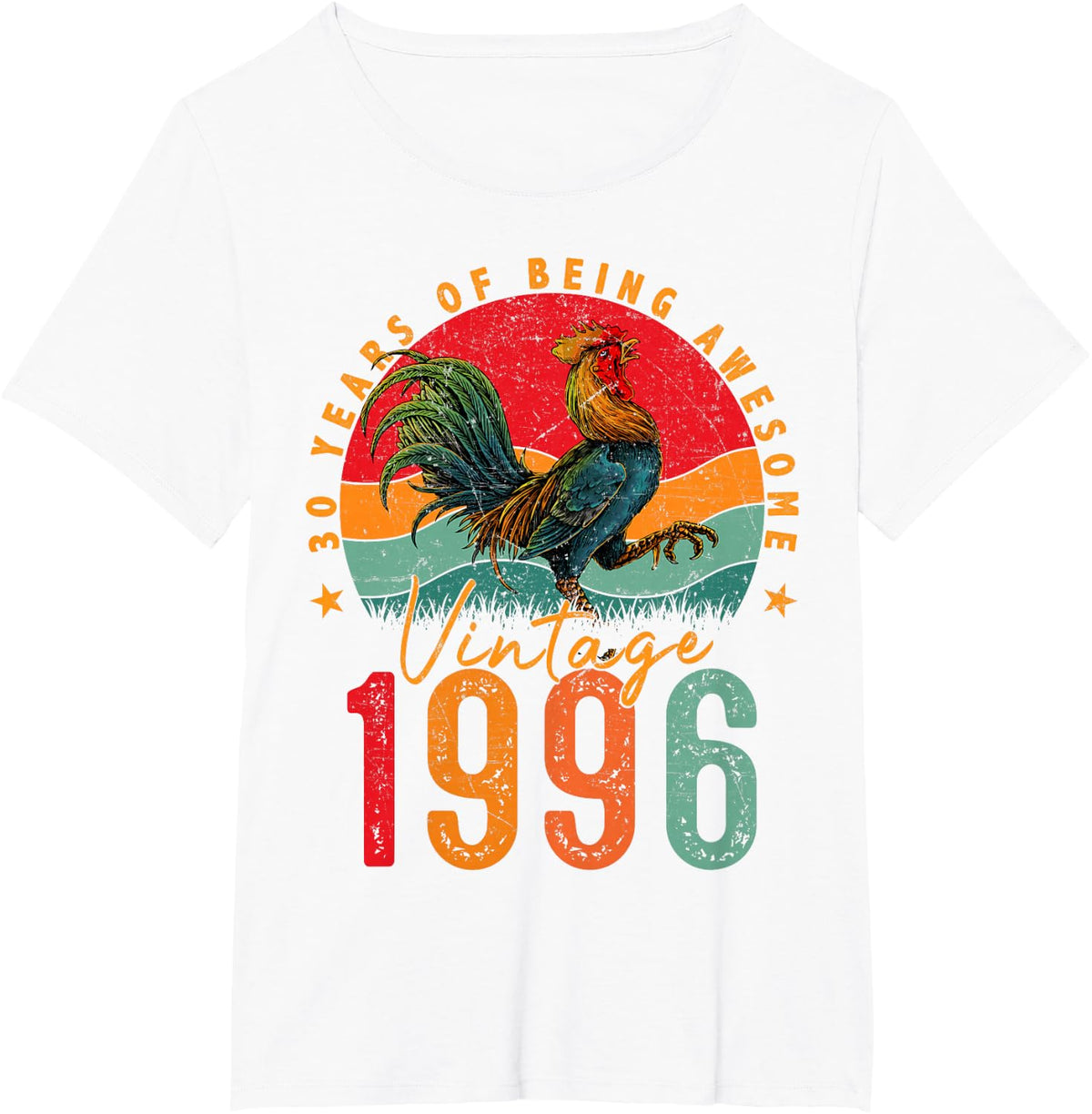 30 Year Old Chicken Vintage 1996 Farmer 30th Birthday Party T-Shirt - White