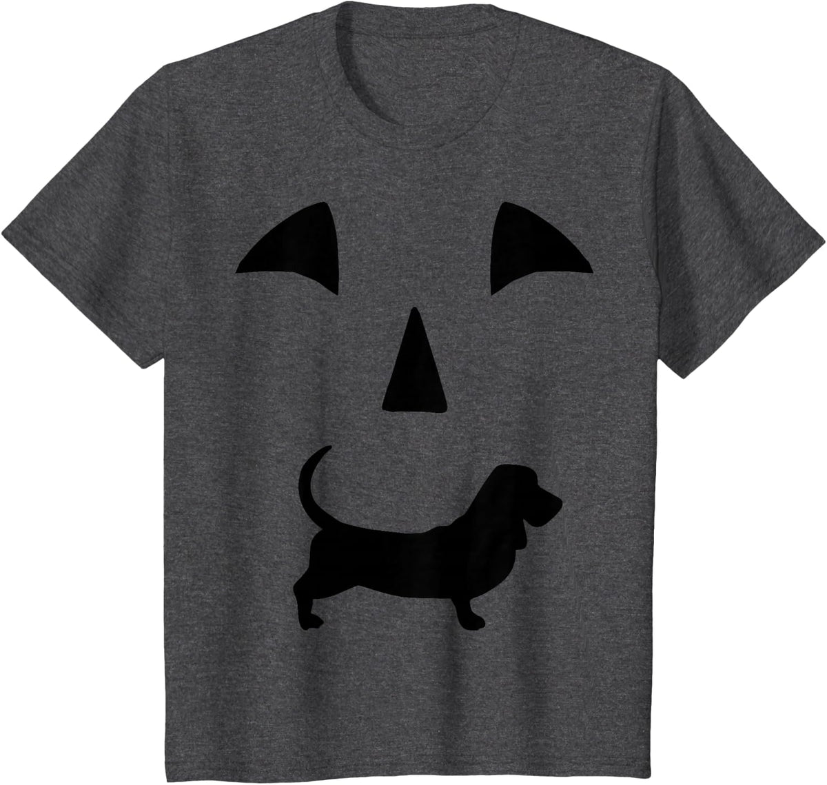 pumpkin Basset Hound Dog halloween T-Shirt - Dark Heather Grey