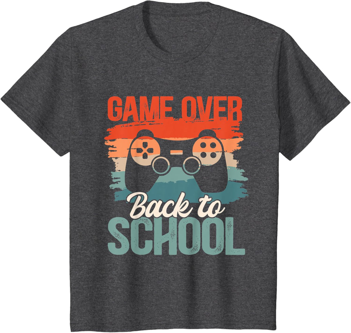 Back to School Funny Game Over Teacher Student Controller T-Shirt - Dark Heather Grey