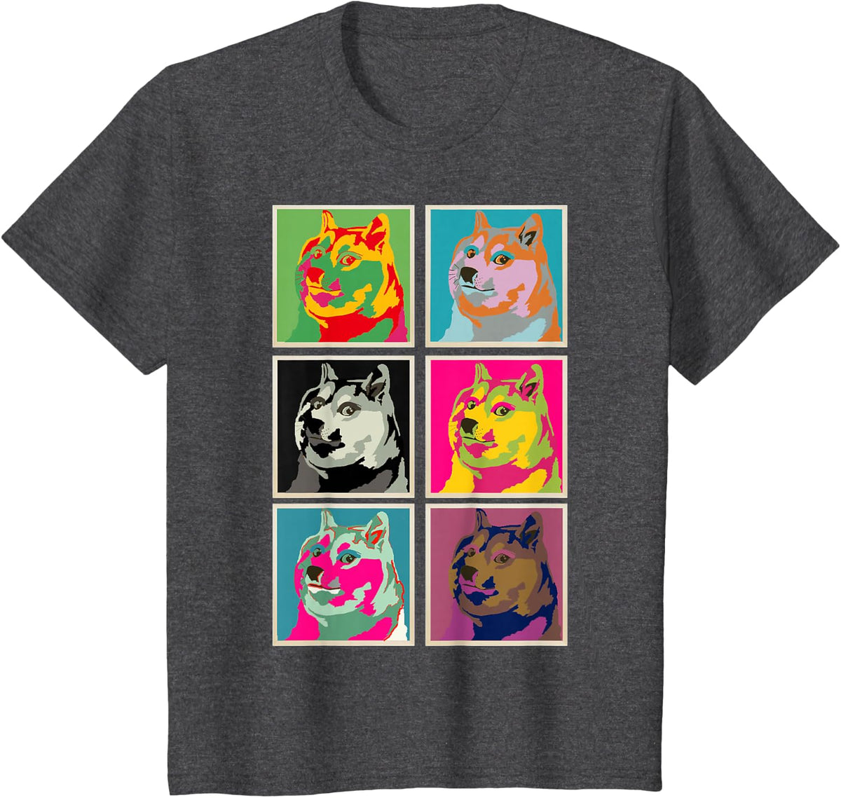 Doge design Warholdoge. Stylish colorful Pop Art dog T-Shirt - Dark Heather Grey