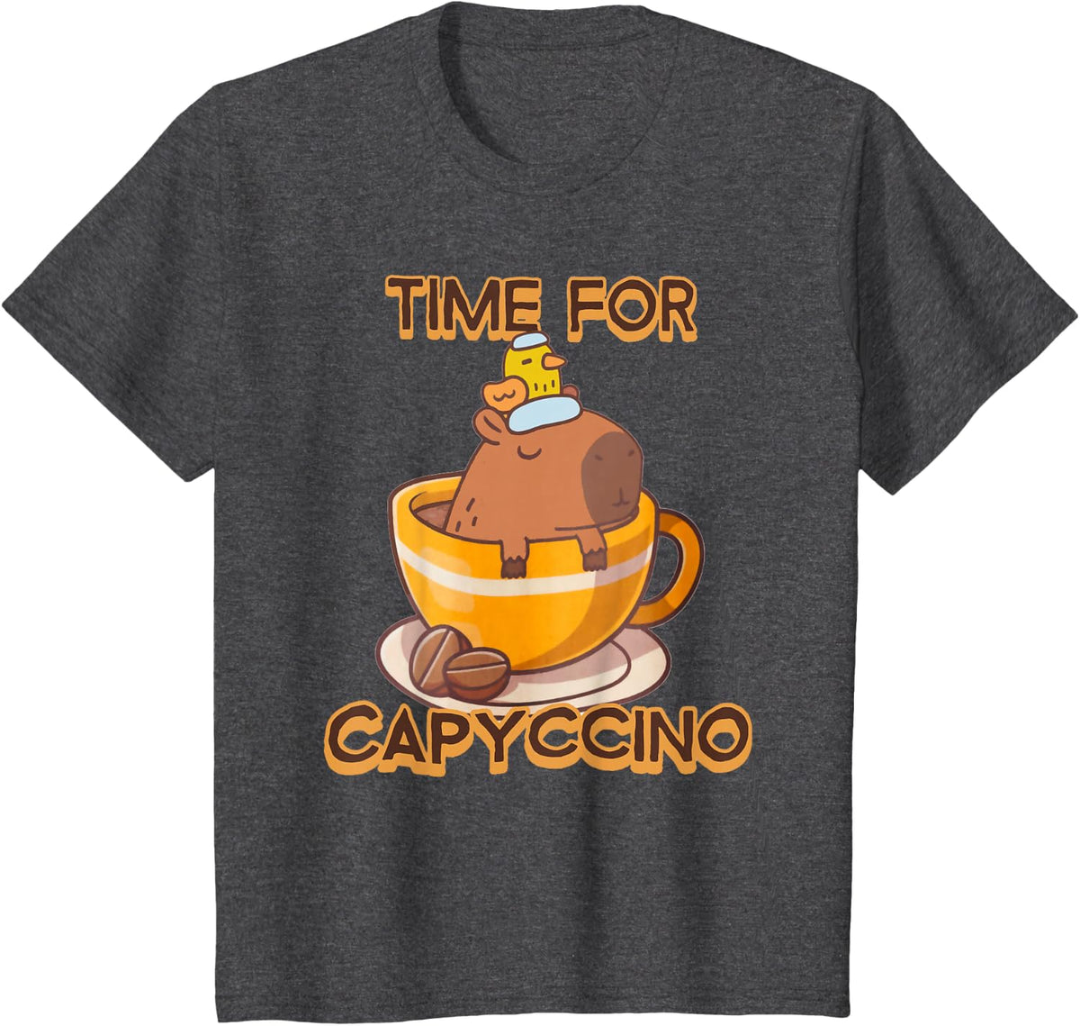 Time For Capyccino Funny Capybara Duck Coffee Rodent Lover T-Shirt - Dark Heather Grey