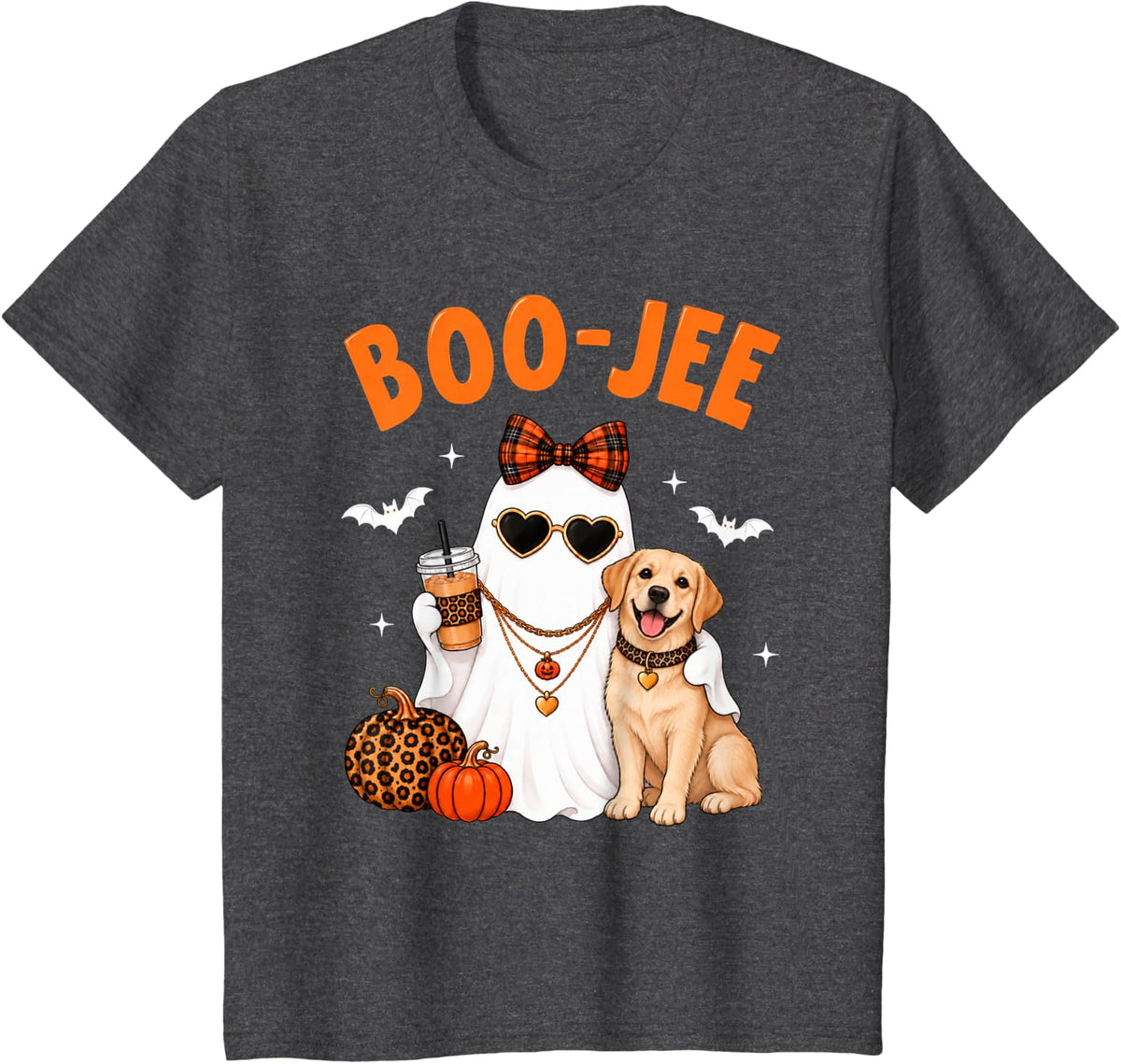 Halloween Boo JEE Ghost Labrador Retriever Dog Coffee Lovers T-Shirt - Dark Heather Grey