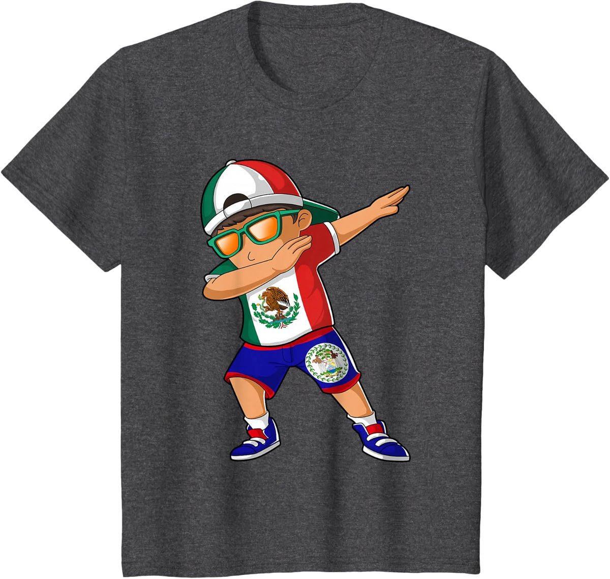 Half Mexican Half Belizean Boy Mexico Belize Flag T-Shirt - Dark Heather Grey