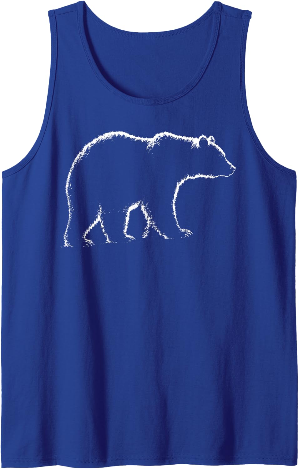 Minimalist Bear Outline Wildlife Nature Forest Brown Bear Sleeveless Tank Top - Royal Blue