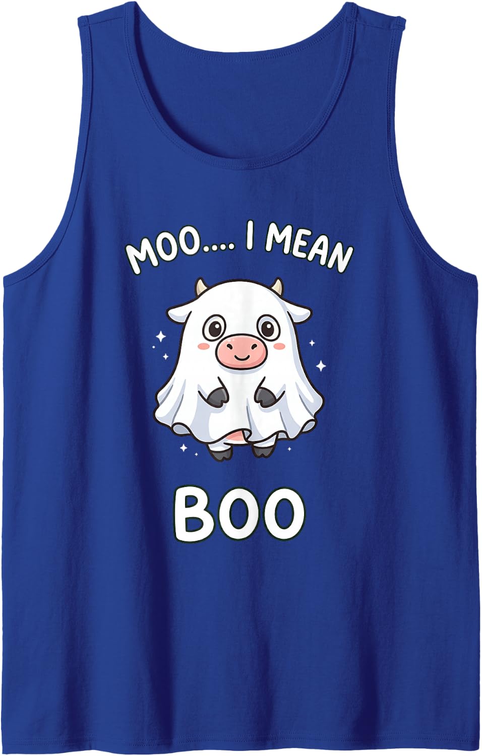 Moo I Mean Boo Funny Halloween Ghost Cow Spooky Cow Lover Tank Top - Royal Blue