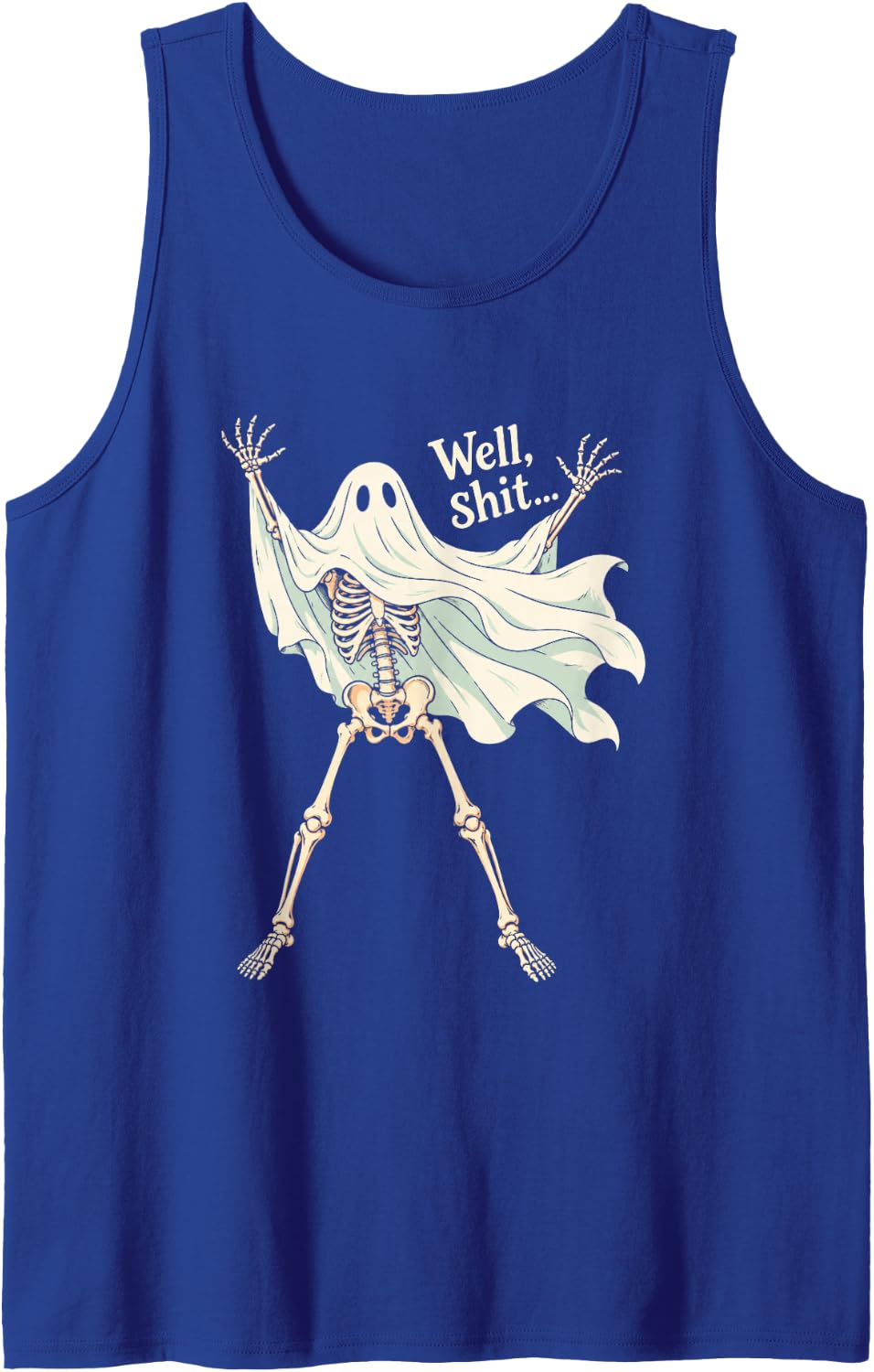 Funny Ghost Skeleton Halloween Costume Quote Sleeveless Tank Top - Royal Blue